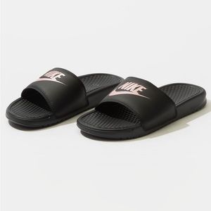Nike Benassi JDI Women's Slides (Size 9, Black and Pink Limited Edition)
